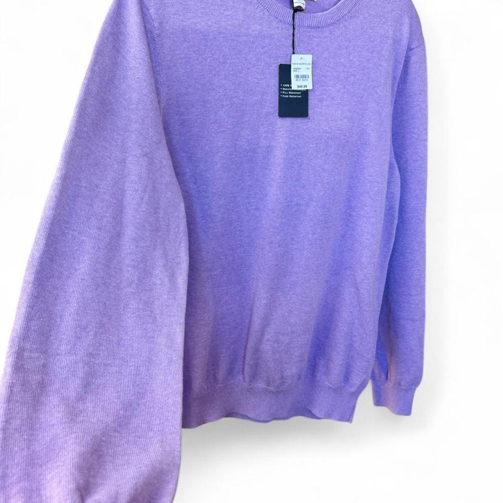 NWT Joseph Abboud Sweater Mens L Lavender Violet 100% Pima Cotton Crewneck